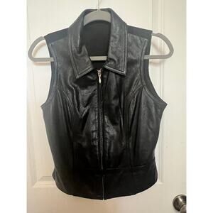 Wilsons Leather Women's M Black Vest Genuine Leather Moto Motorcycle Grunge goth
